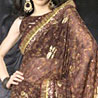 Chocolate Brown Laser Georgette Saree