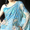 Sea Blue Heavy Embroidered Saree
